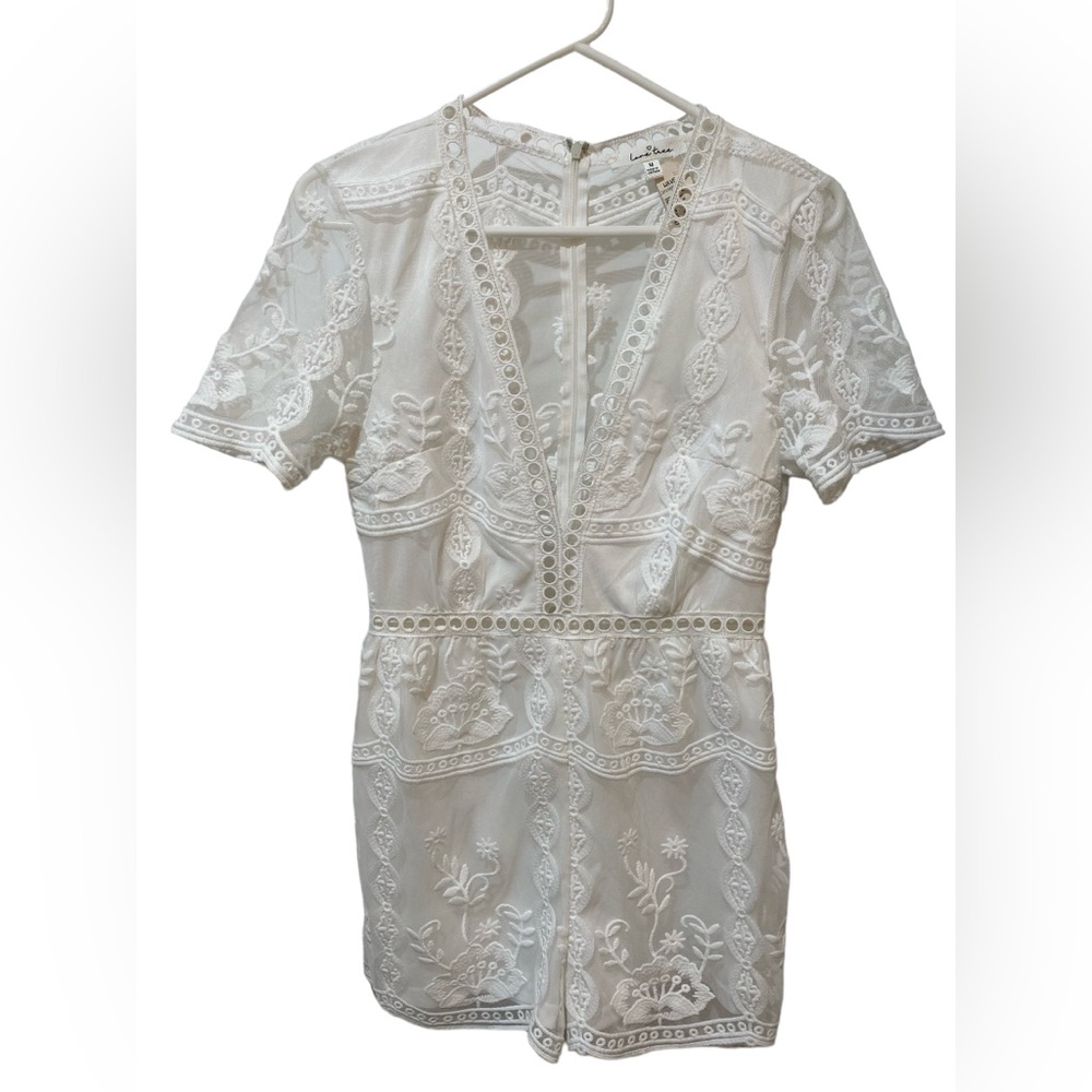 Love Tree White Embroidered Lace Romper